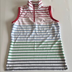 Striped Sleeveless Ralph Lauren Golf Collared Tank